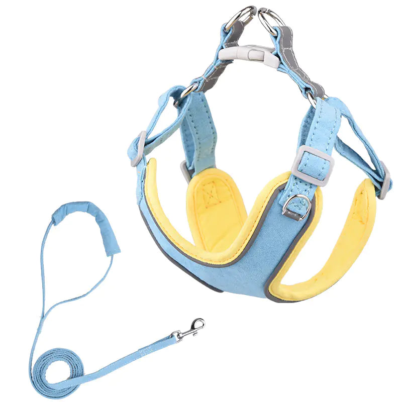 Luxurious Suede Pet Harness Vest with Matching Leash