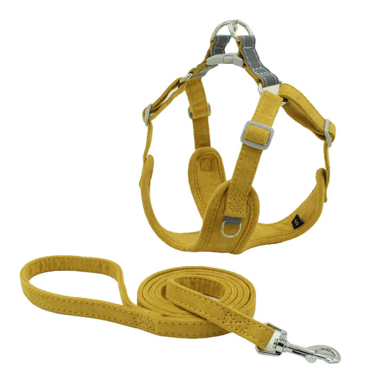 Luxurious Suede Pet Harness Vest with Matching Leash