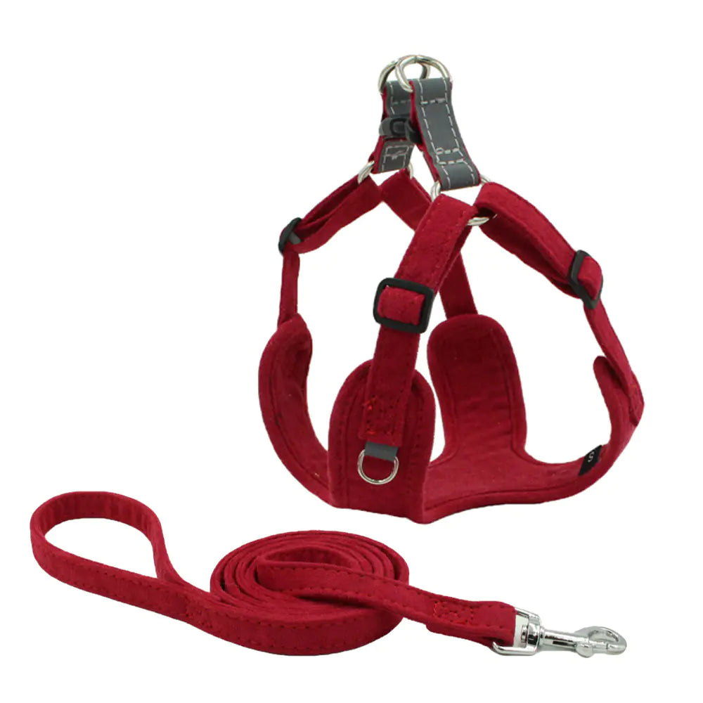 Luxurious Suede Pet Harness Vest with Matching Leash