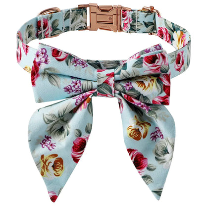 Cotton Dog Collar with Rose Gold Buckle